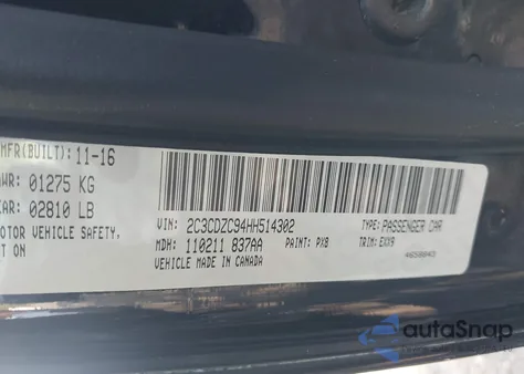 2017 Dodge Challenger Srt Hellcat z USA, uszkodzony, nr VIN 2C3CDZC94HH514302